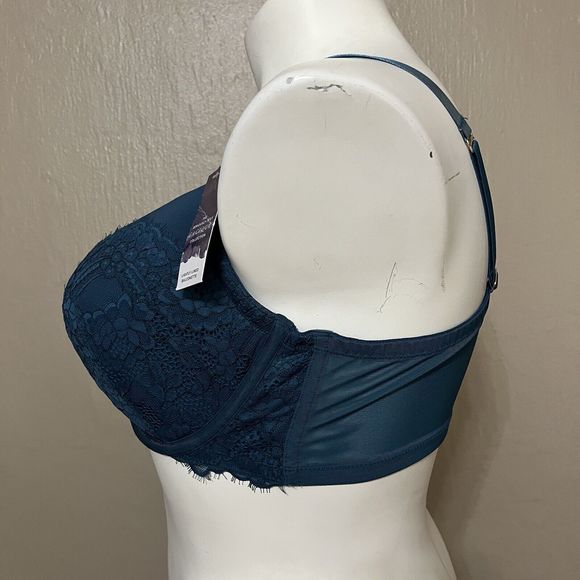 Cacique Lightly Lined Seriously Sexy Cage Style UW Bra Dark Teal Size 42DD NWT - Picture 3 of 7